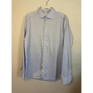 Eton Men's Dress Shirt Slim Fit Sz 16.5 X 42 Blue Cotton NEW